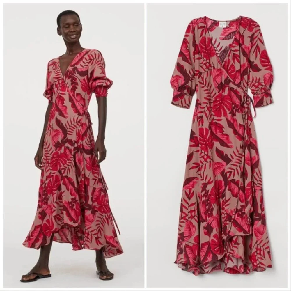 NWT JOHANNA ORTIZ x H&M Crêped Wrap-front Dress - Picture 3 of 8